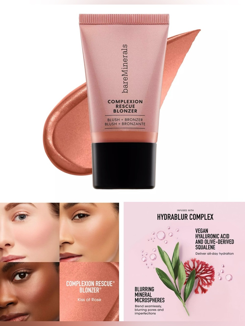 bareMinerals COMPLEXION RESCUE BLONZER (KISS of Rose) NIB 15 ml / 0.5 fl oz - Picture 3 of 4